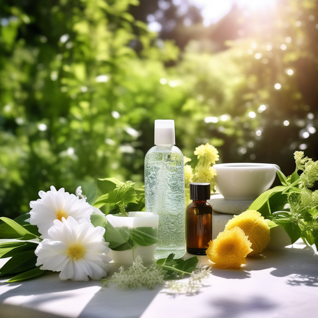 herbal-shampoo-on-a-table-in-the-garden-153564202