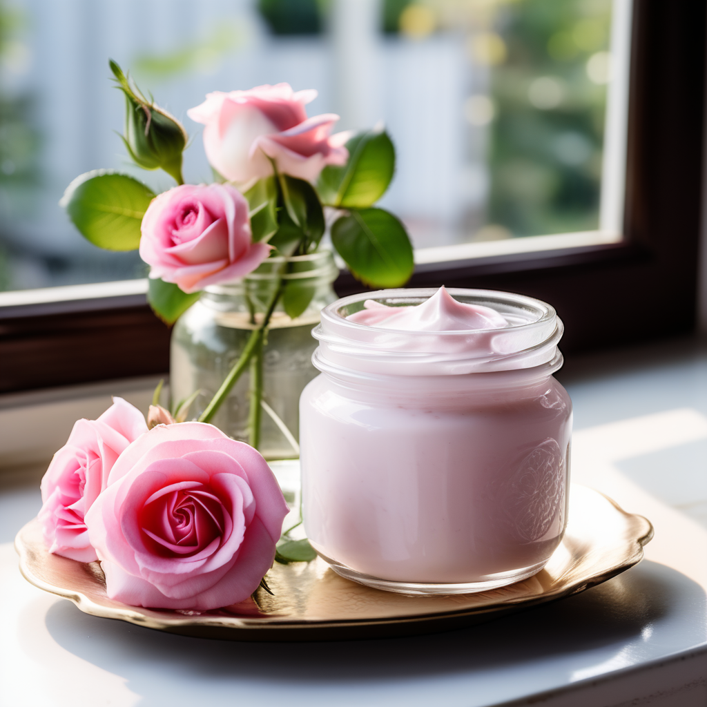 rose-cream-on-the-garden-table-in-a-jar-669012721