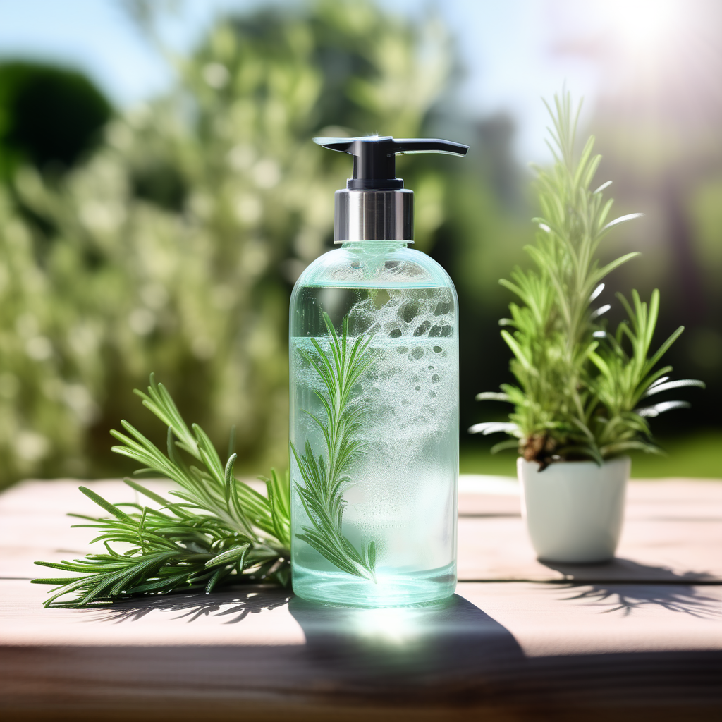 transparentshampoo-with-rosemaryon-the-table-in-the-garden-277067255